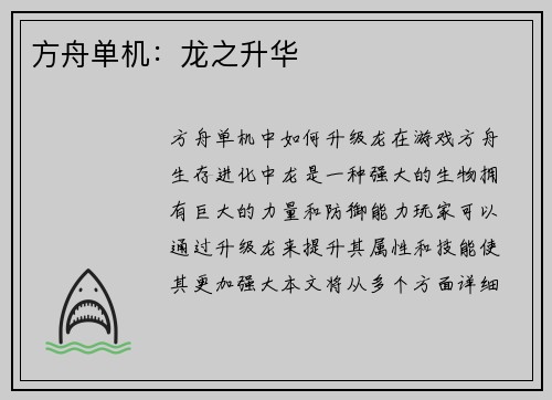 方舟单机：龙之升华