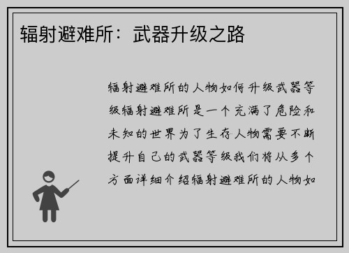 辐射避难所：武器升级之路